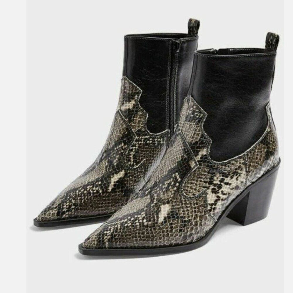 TOPSHOP Bliss Snake Embossed Western BOOT SIZE 7
